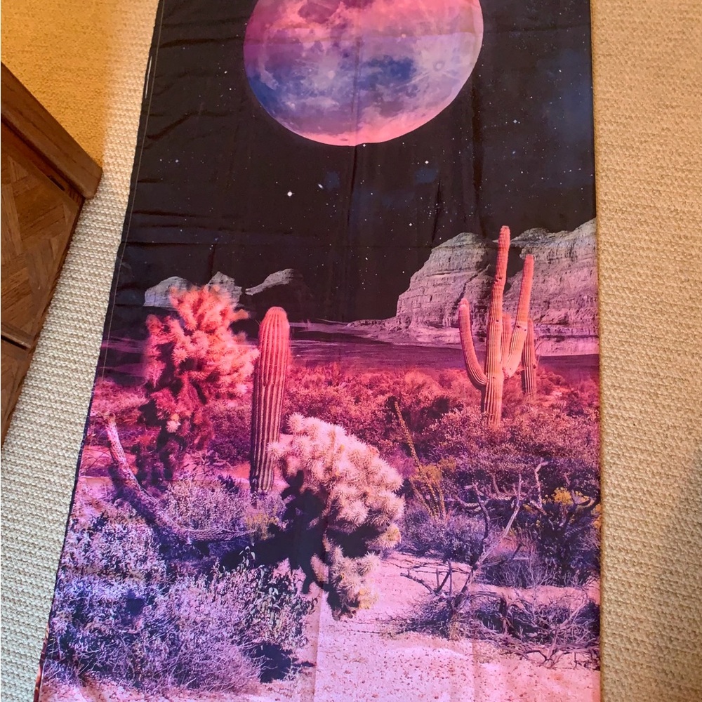 Pink Moon DesertShower Curtain 70” Long x 70” Wide
